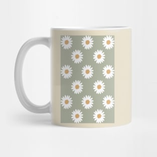 muted green neutral camel daisy flower floral pattern Mug